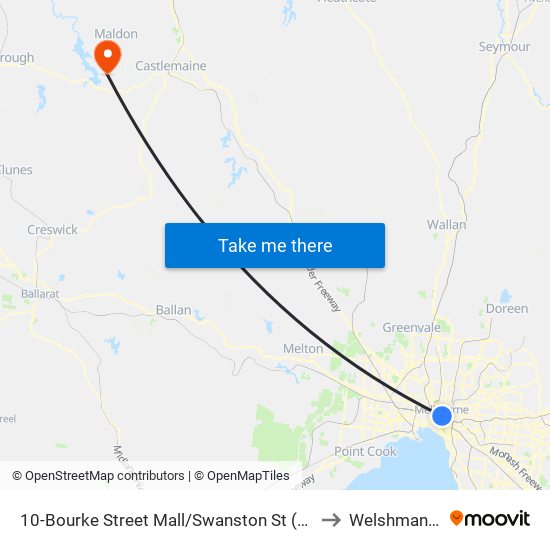 10-Bourke Street Mall/Swanston St (Melbourne City) to Welshmans Reef map