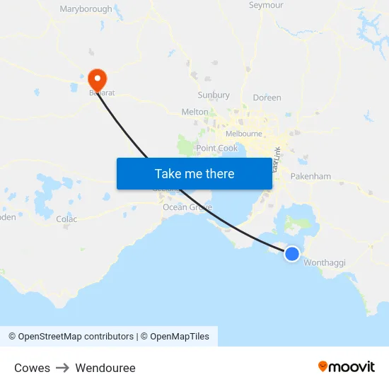 Cowes to Wendouree map