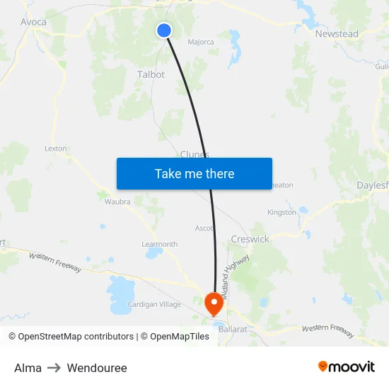 Alma to Wendouree map