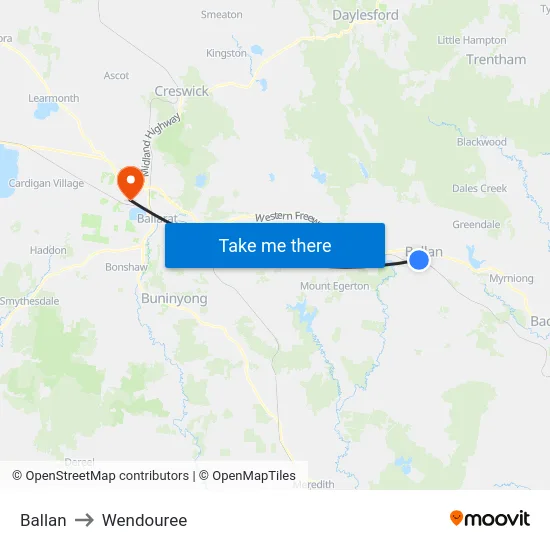 Ballan to Wendouree map