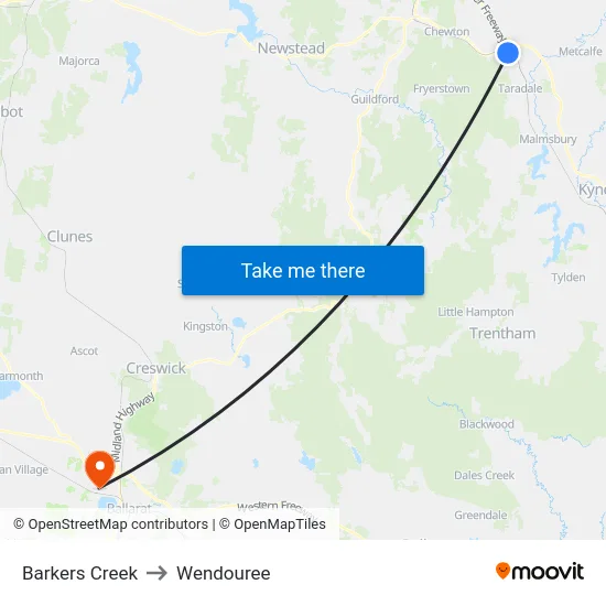Barkers Creek to Wendouree map