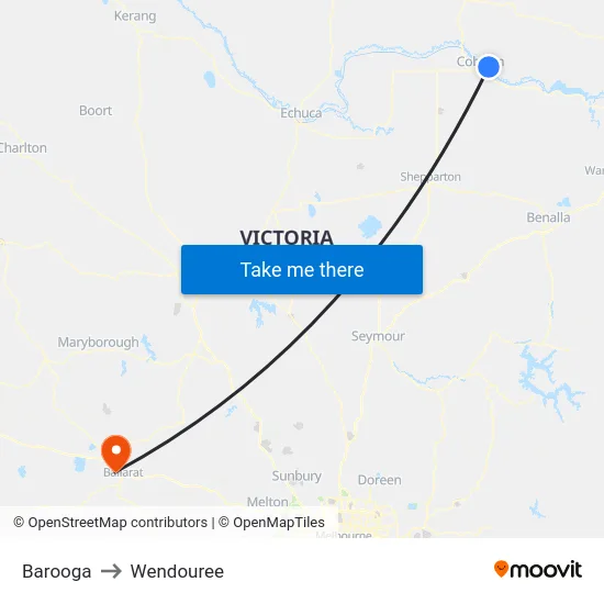 Barooga to Wendouree map