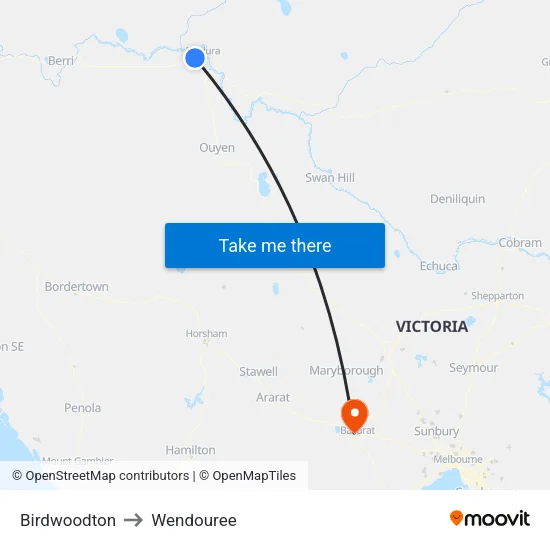 Birdwoodton to Wendouree map