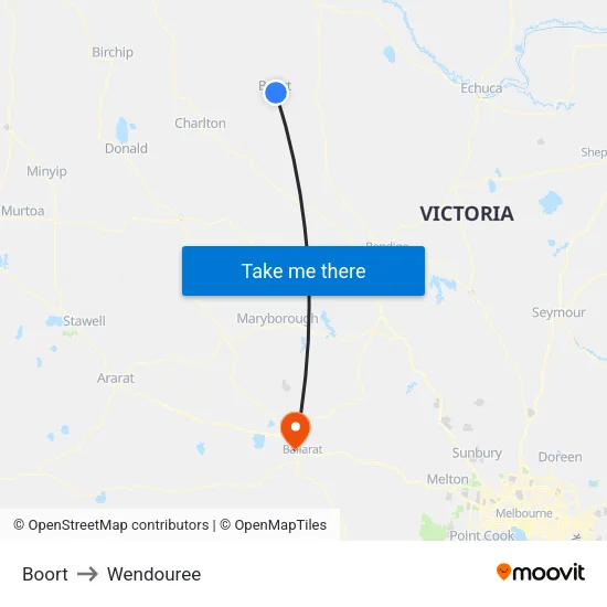 Boort to Wendouree map