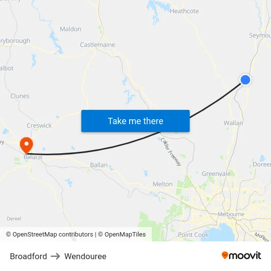 Broadford to Wendouree map