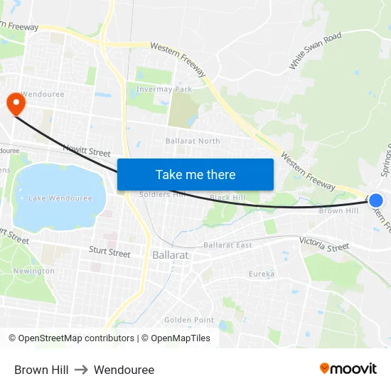 Brown Hill to Wendouree map