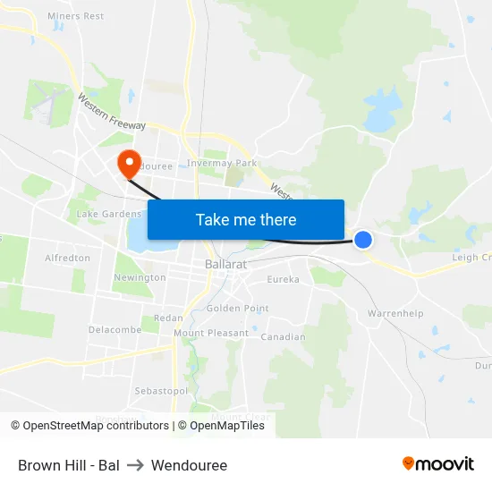 Brown Hill - Bal to Wendouree map