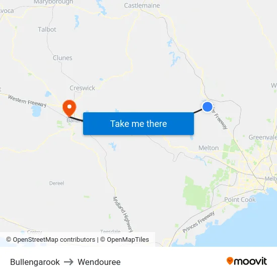 Bullengarook to Wendouree map