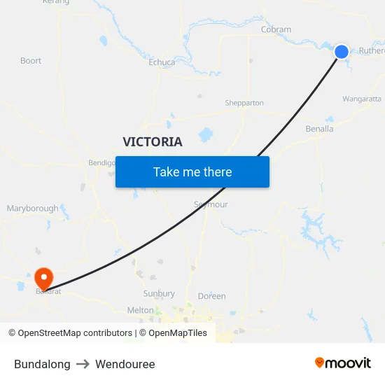 Bundalong to Wendouree map