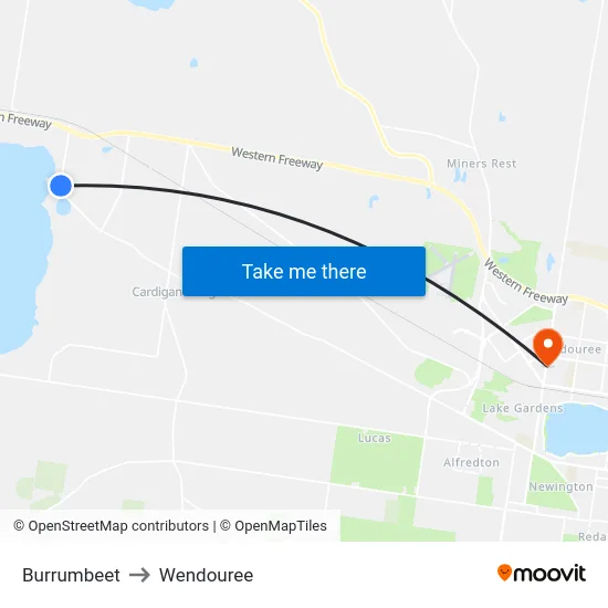 Burrumbeet to Wendouree map