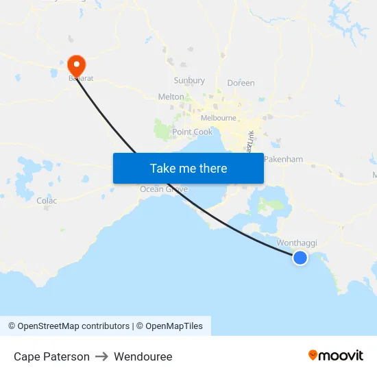 Cape Paterson to Wendouree map