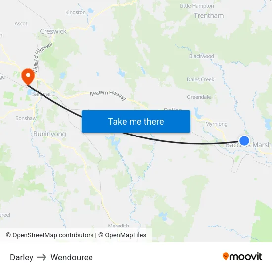 Darley to Wendouree map