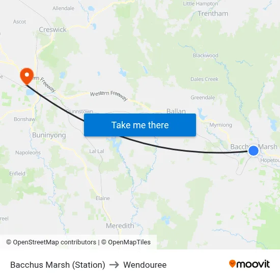 Bacchus Marsh (Station) to Wendouree map