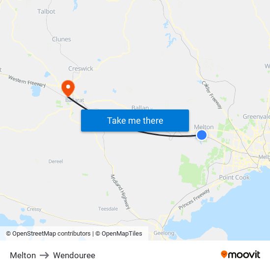 Melton to Wendouree map