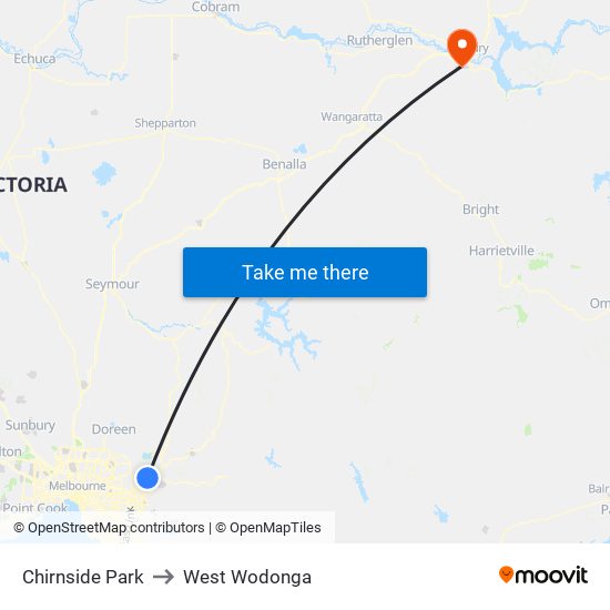 Chirnside Park to West Wodonga map
