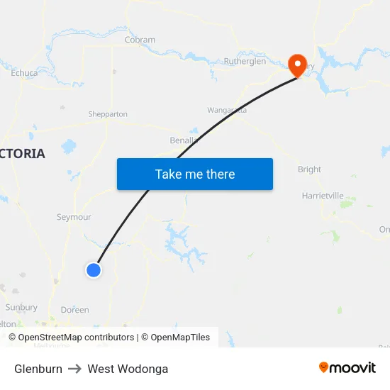 Glenburn to West Wodonga map