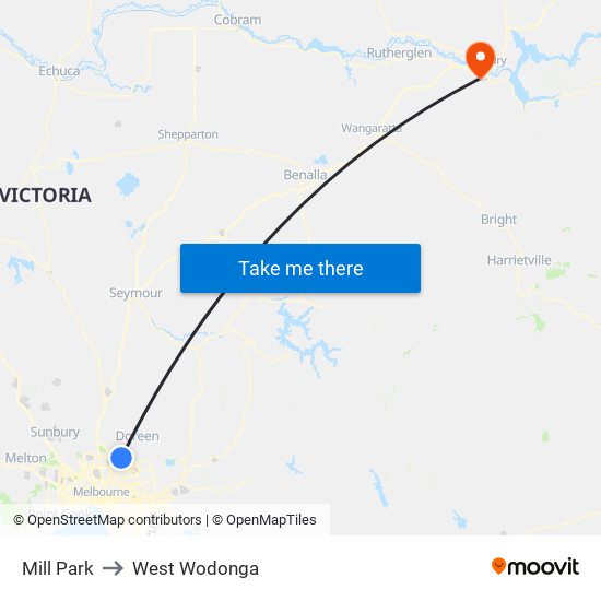 Mill Park to West Wodonga map