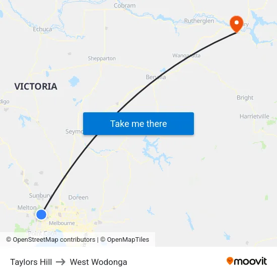 Taylors Hill to West Wodonga map