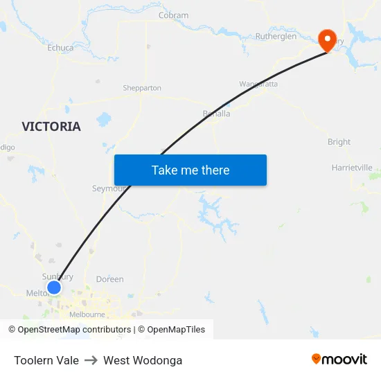 Toolern Vale to West Wodonga map