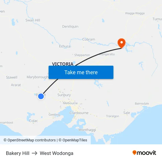 Bakery Hill to West Wodonga map