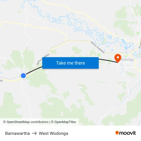 Barnawartha to West Wodonga map