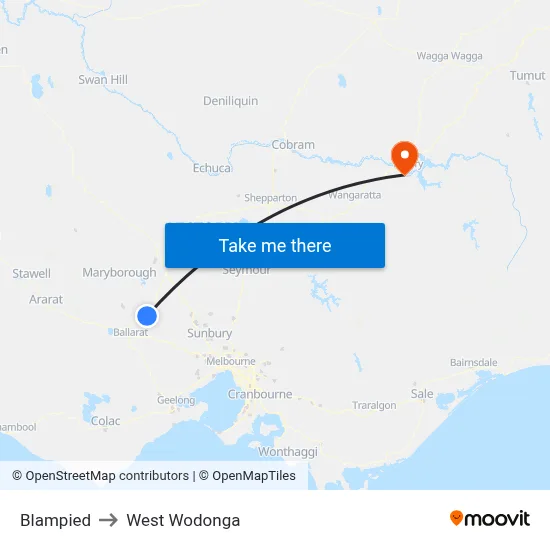 Blampied to West Wodonga map