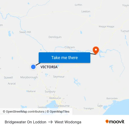 Bridgewater On Loddon to West Wodonga map