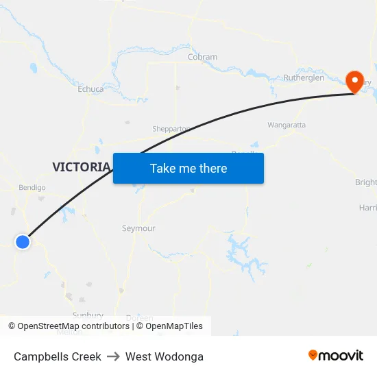 Campbells Creek to West Wodonga map