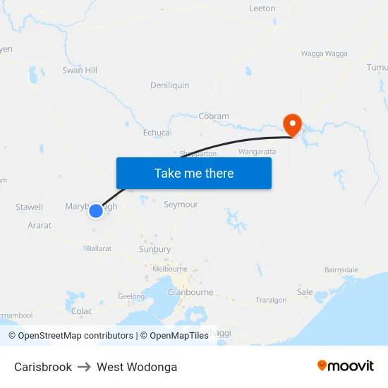 Carisbrook to West Wodonga map