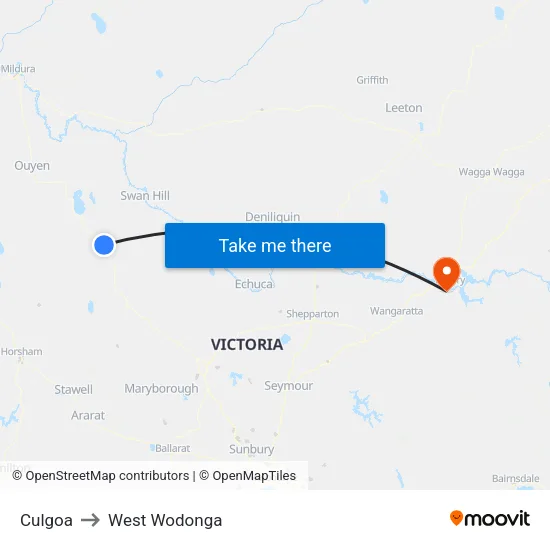 Culgoa to West Wodonga map