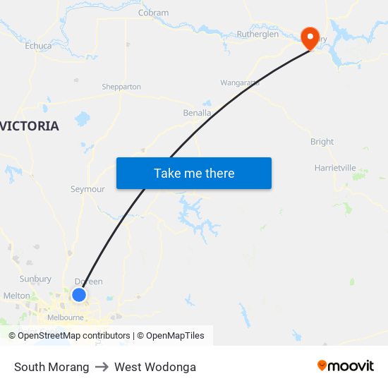 South Morang to West Wodonga map