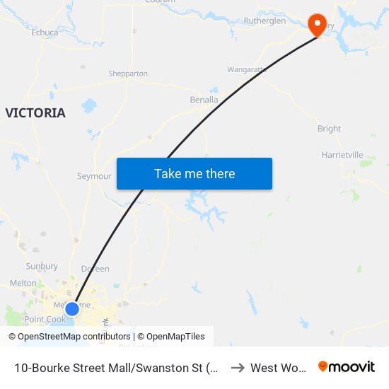 10-Bourke Street Mall/Swanston St (Melbourne City) to West Wodonga map