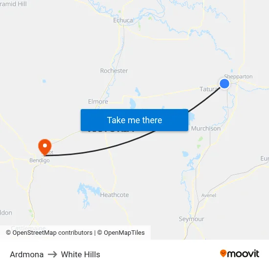 Ardmona to White Hills map