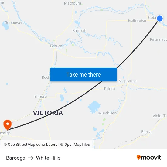 Barooga to White Hills map
