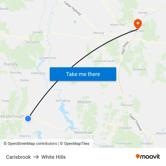 Carisbrook to White Hills map