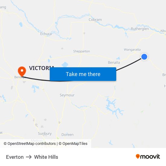 Everton to White Hills map
