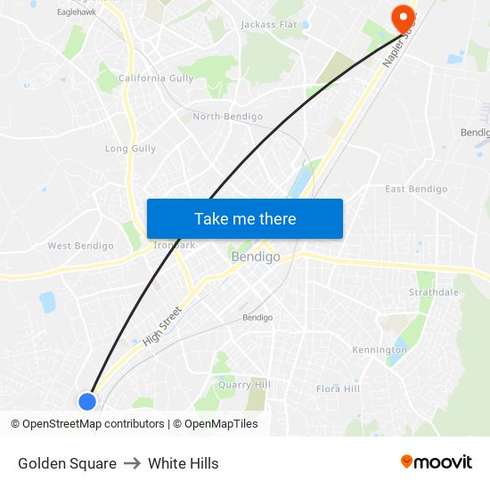 Golden Square to White Hills map