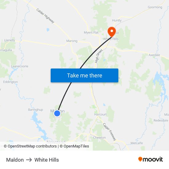 Maldon to White Hills map