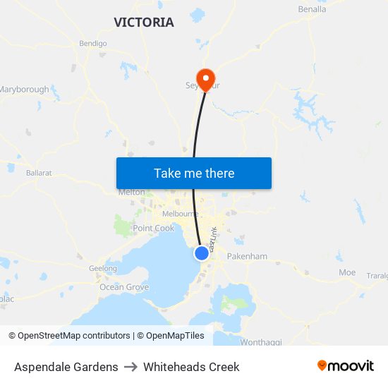 Aspendale Gardens to Whiteheads Creek map