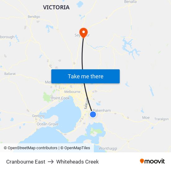 Cranbourne East to Whiteheads Creek map