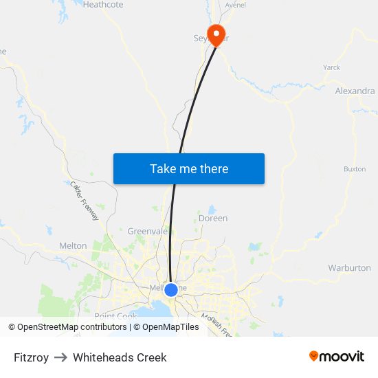 Fitzroy to Whiteheads Creek map