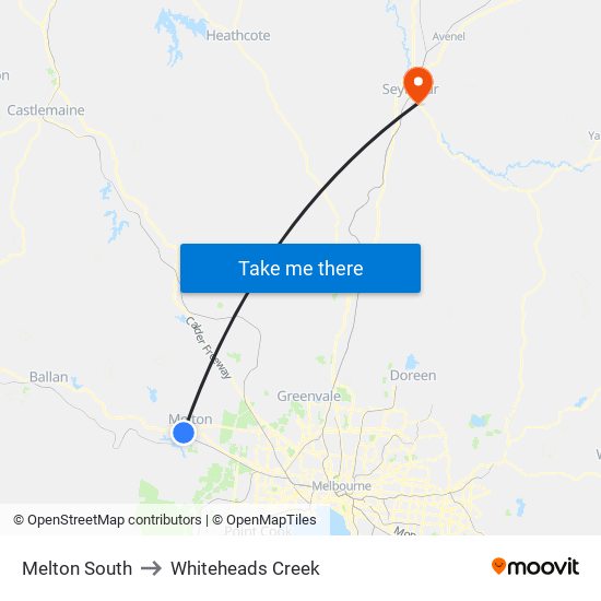 Melton South to Whiteheads Creek map