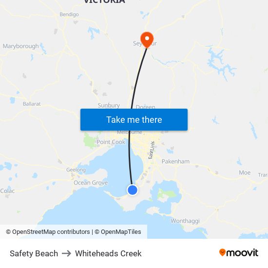 Safety Beach to Whiteheads Creek map