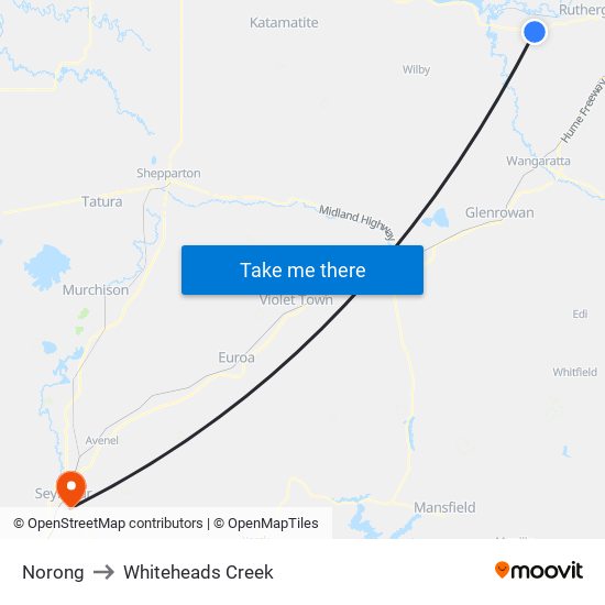 Norong to Whiteheads Creek map