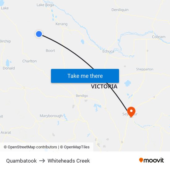 Quambatook to Whiteheads Creek map