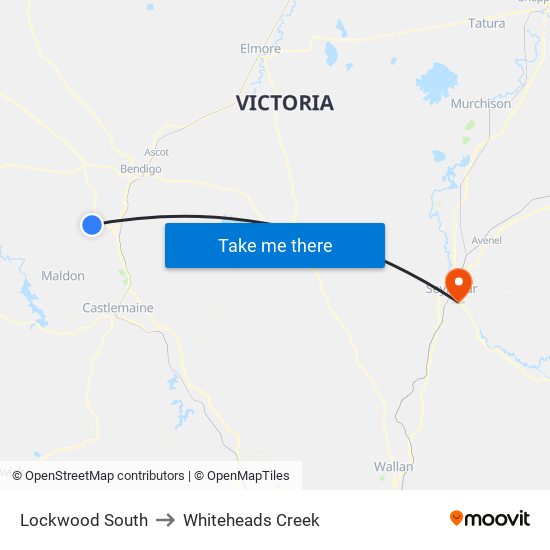 Lockwood South to Whiteheads Creek map