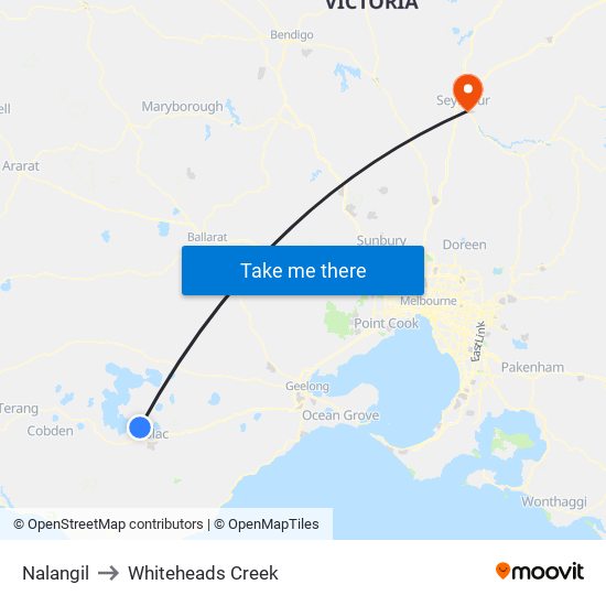 Nalangil to Whiteheads Creek map