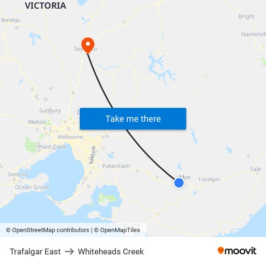 Trafalgar East to Whiteheads Creek map