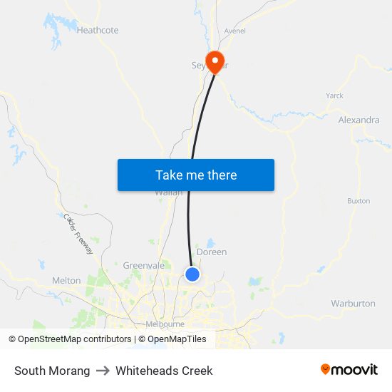 South Morang to Whiteheads Creek map