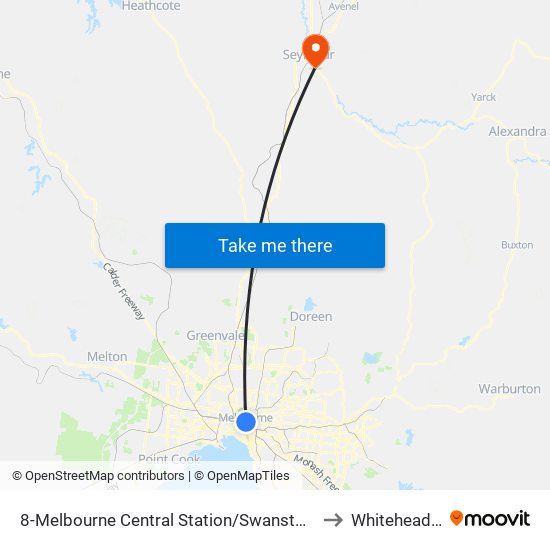 8-Melbourne Central Station/Swanston St (Melbourne City) to Whiteheads Creek map